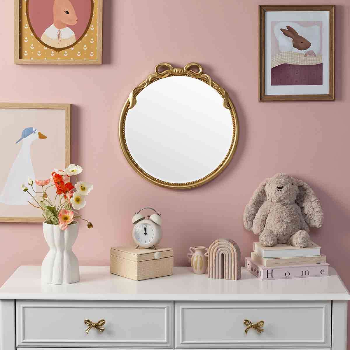 Emmeline Bow Oval Wall Mirror - Gold