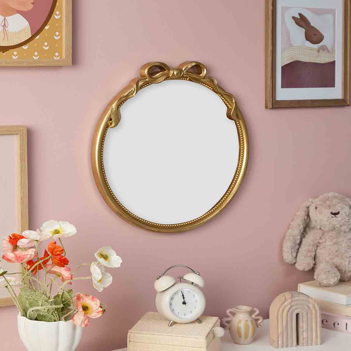 Emmeline Bow Oval Wall Mirror - Gold
