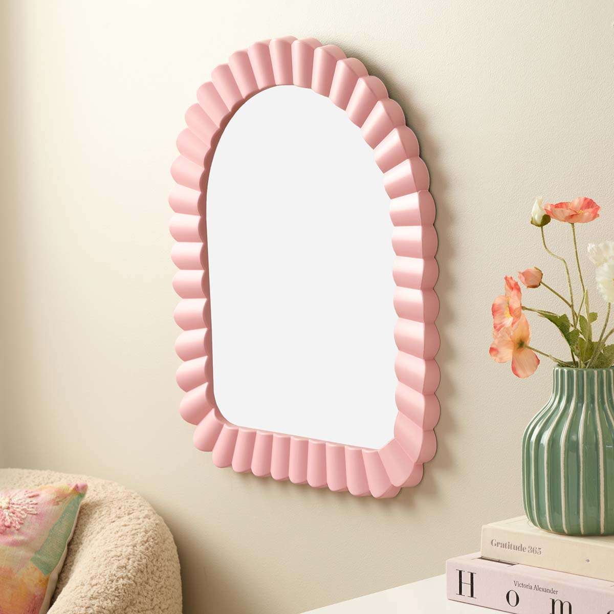 Kaia Shell Edge Wall Mirror - Pink