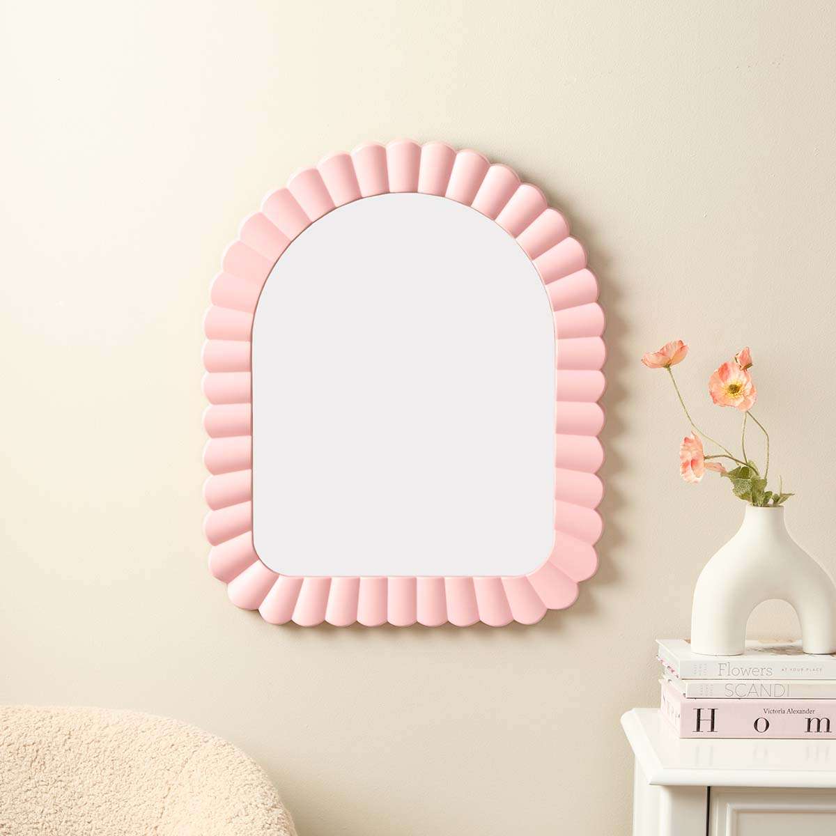 Kaia Shell Edge Wall Mirror - Pink