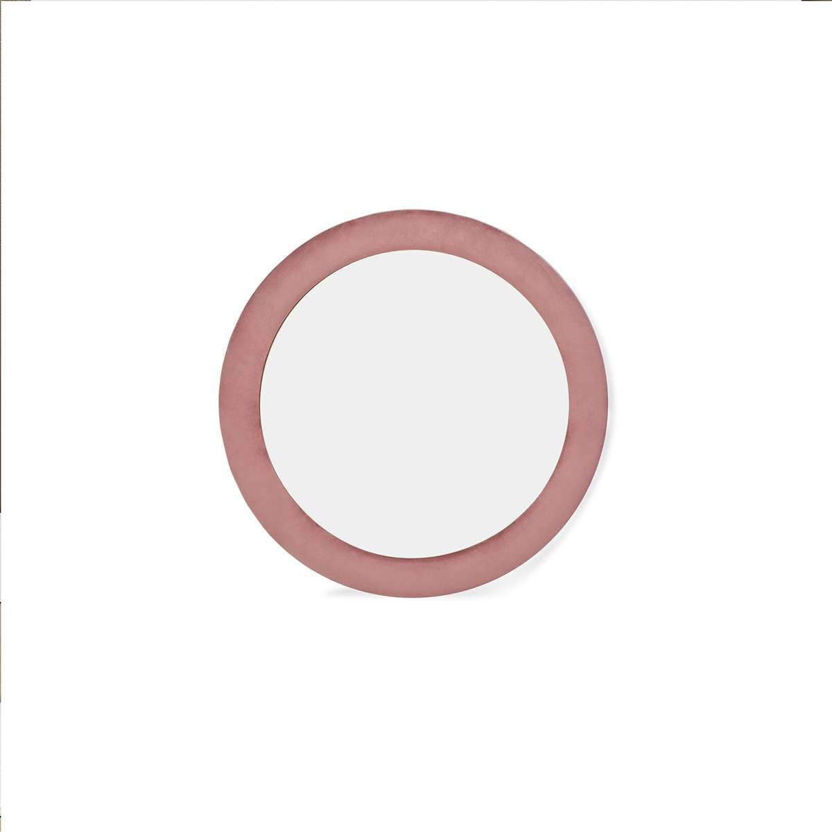 Lennon Upholstered Round Wall Mirror - Dusty Rose