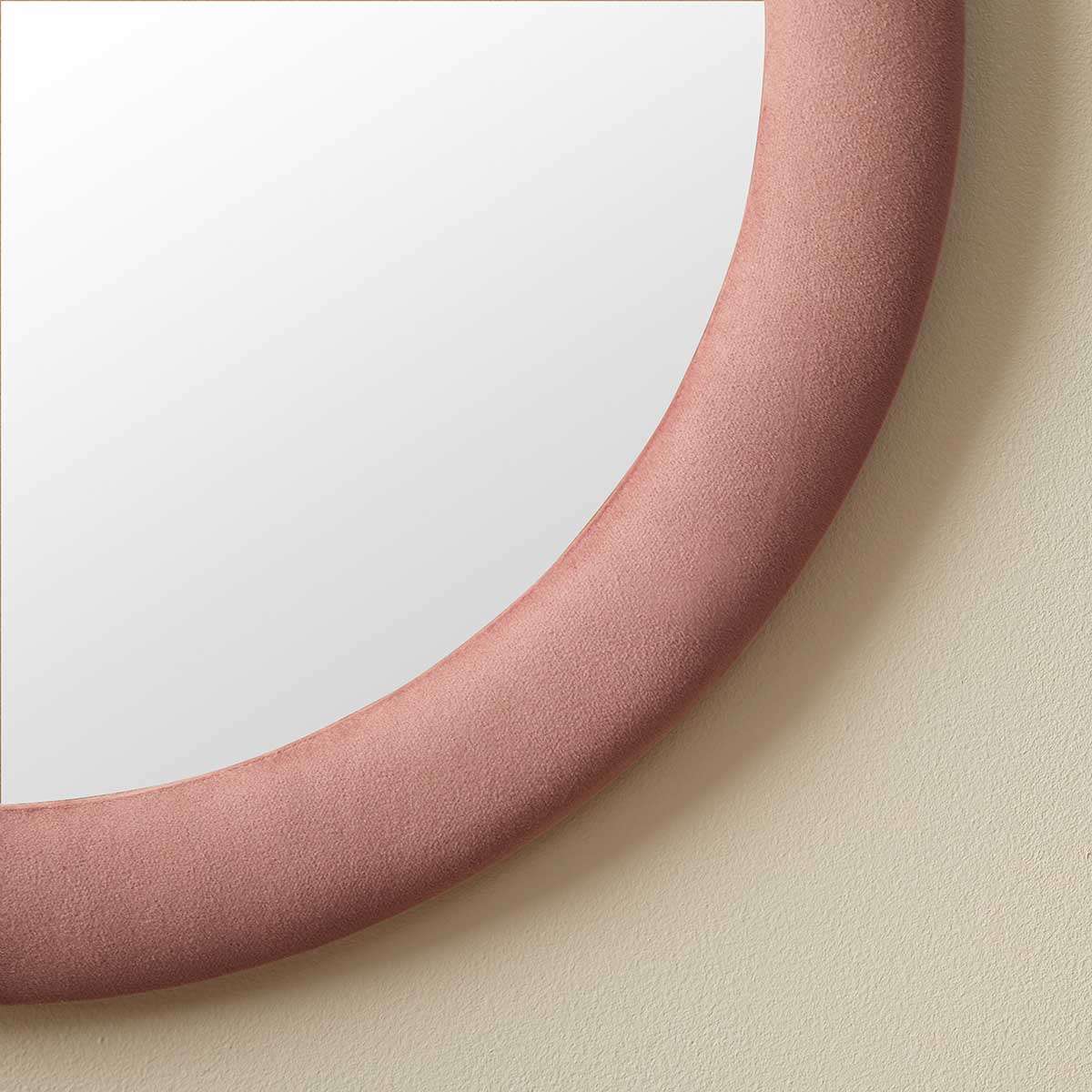 Lennon Upholstered Round Wall Mirror - Dusty Rose