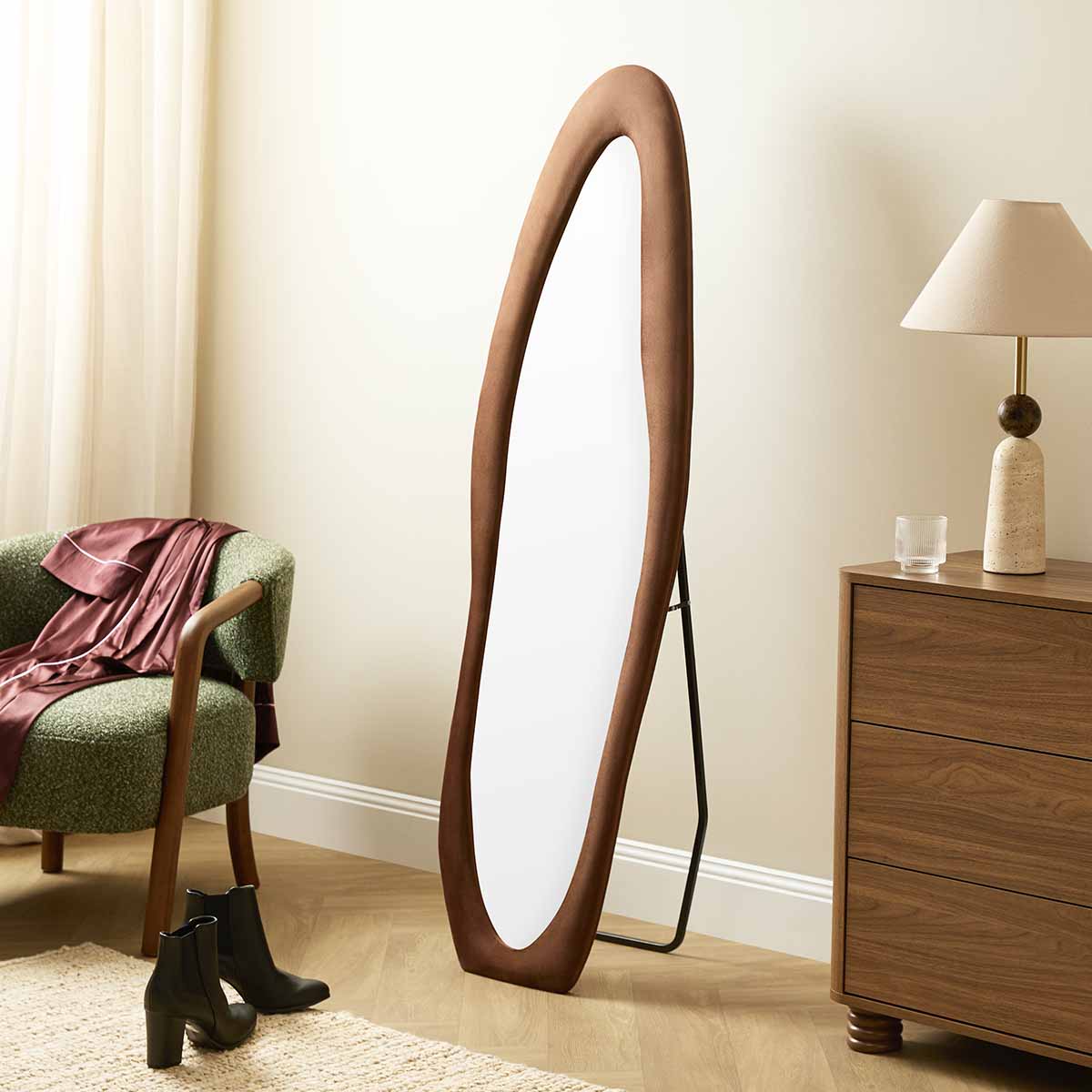Lennon Upholstered Full Length Mirror - Chocolate