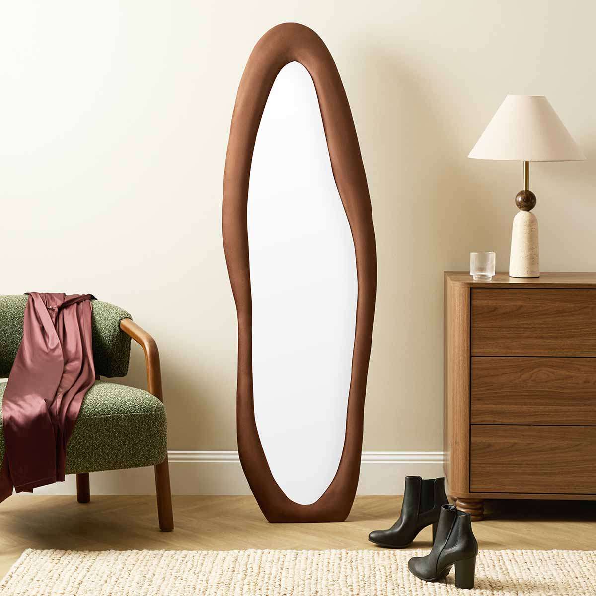Lennon Upholstered Full Length Mirror - Chocolate