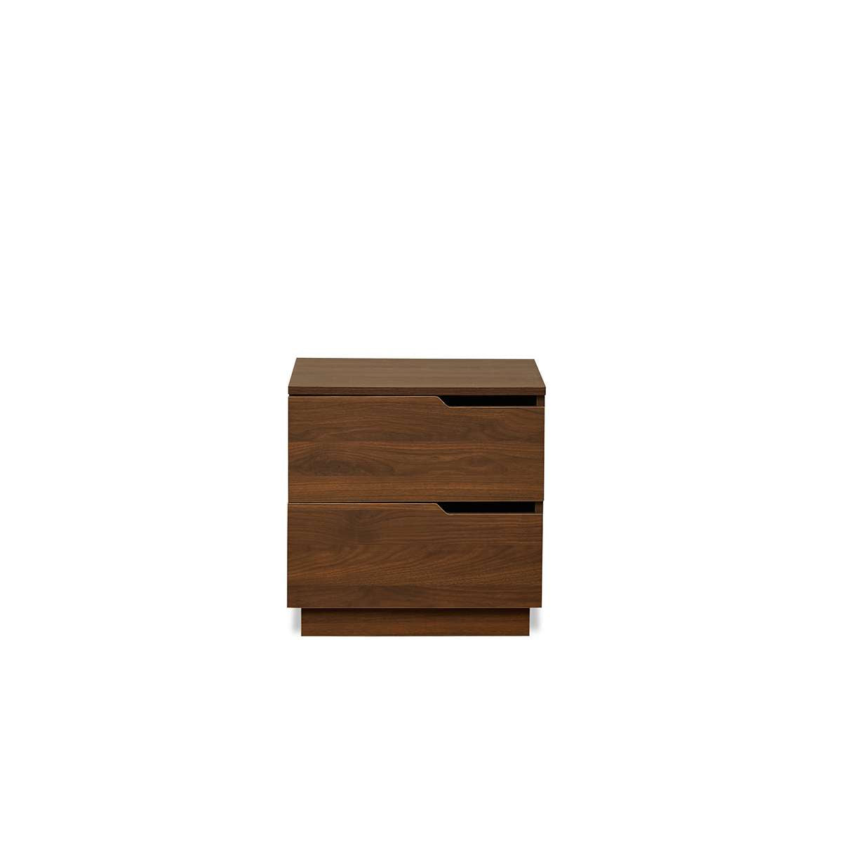 Zack Two Drawer Bedside Table - Walnut