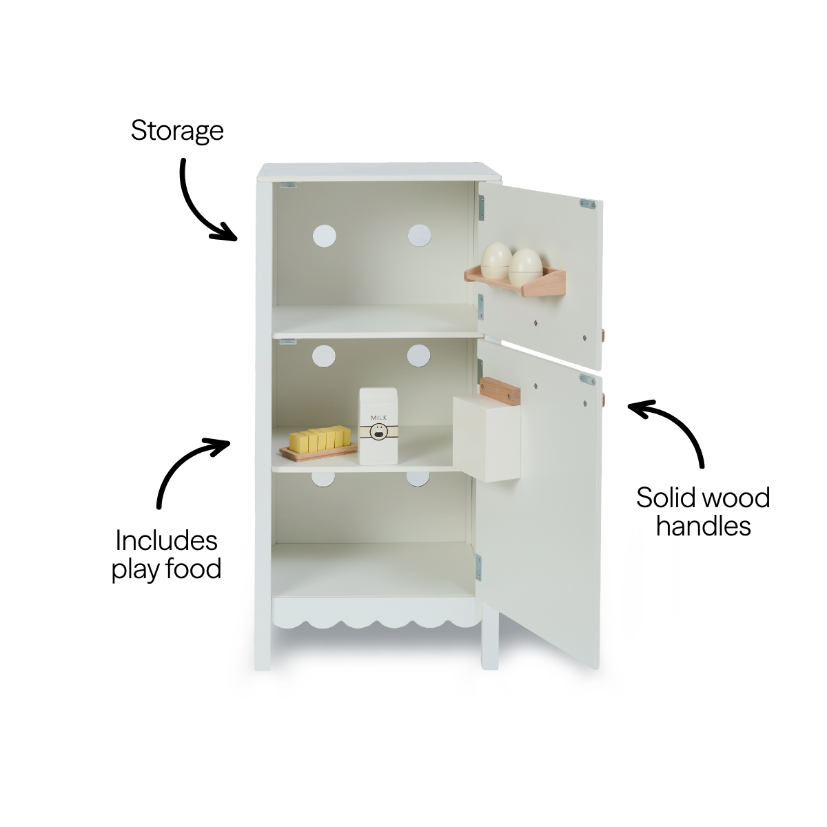 Cottage Scalloped Fridge with Play Food - Cream