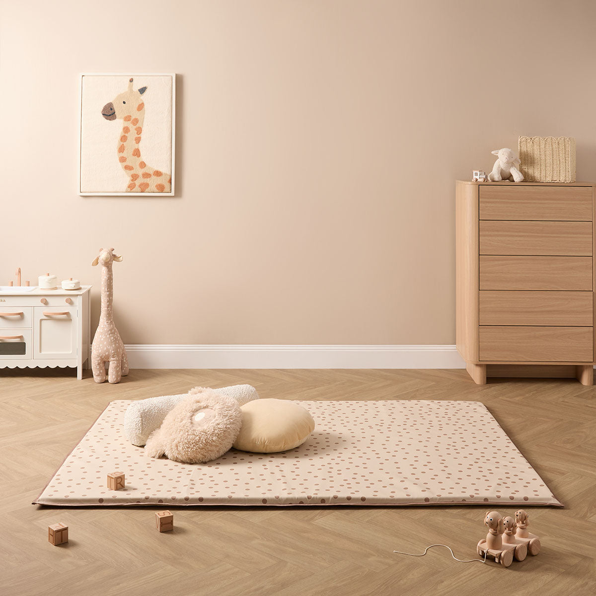 Padded Play Mat Reversible - Cream/Tan Spot