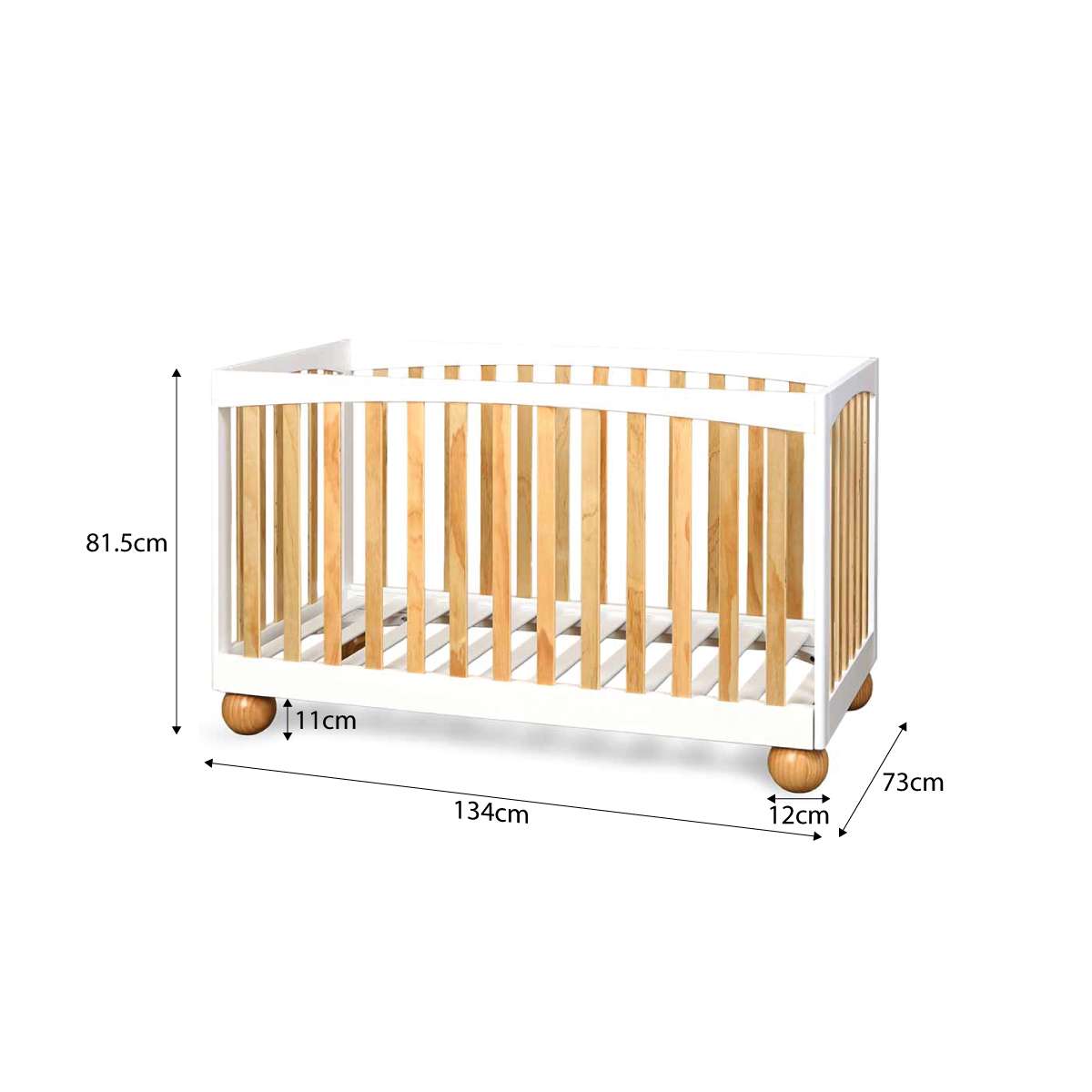 Blake Cot - White/Natural