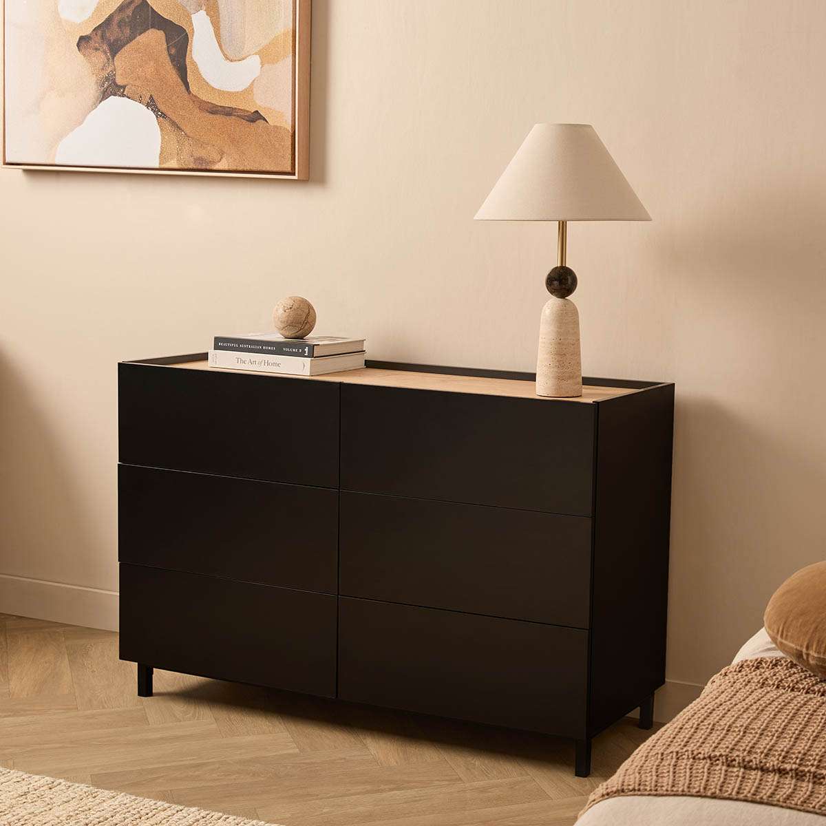 Murphy Six Drawer - Black/Natural