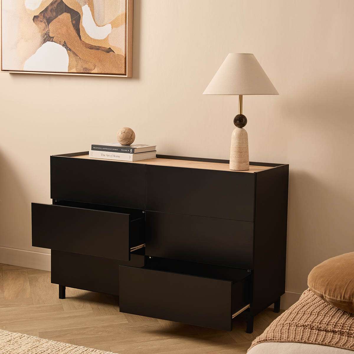 Murphy Six Drawer - Black/Natural