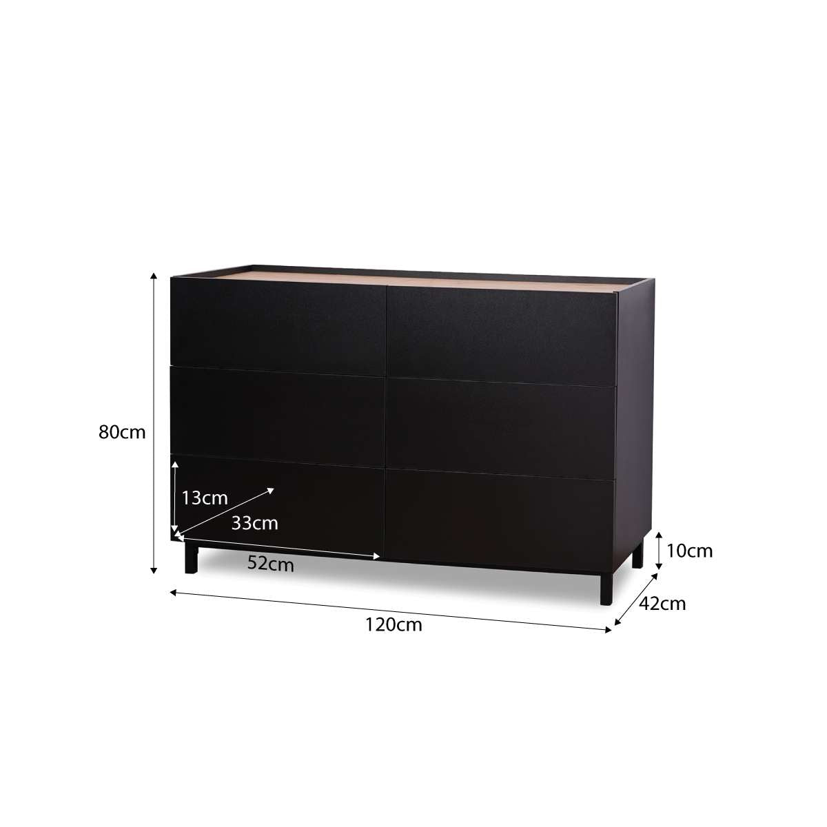 Murphy Six Drawer - Black/Natural