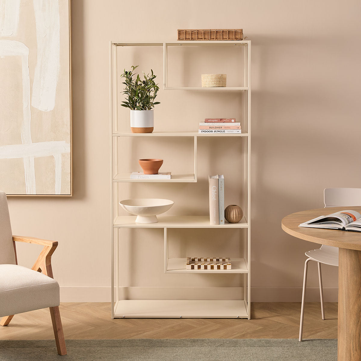 Alvar Tall Metal Shelf - Beige