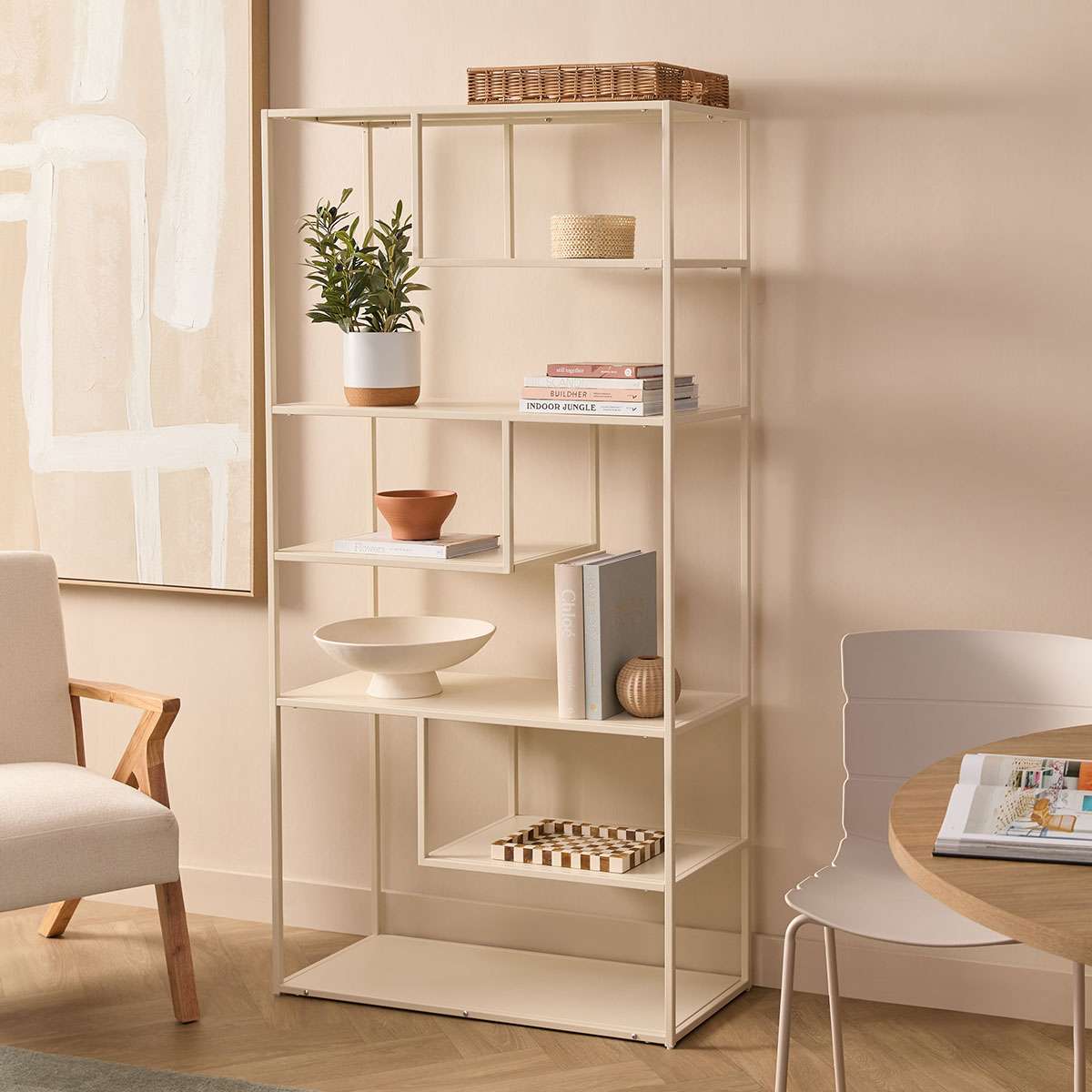 Alvar Tall Metal Shelf - Beige