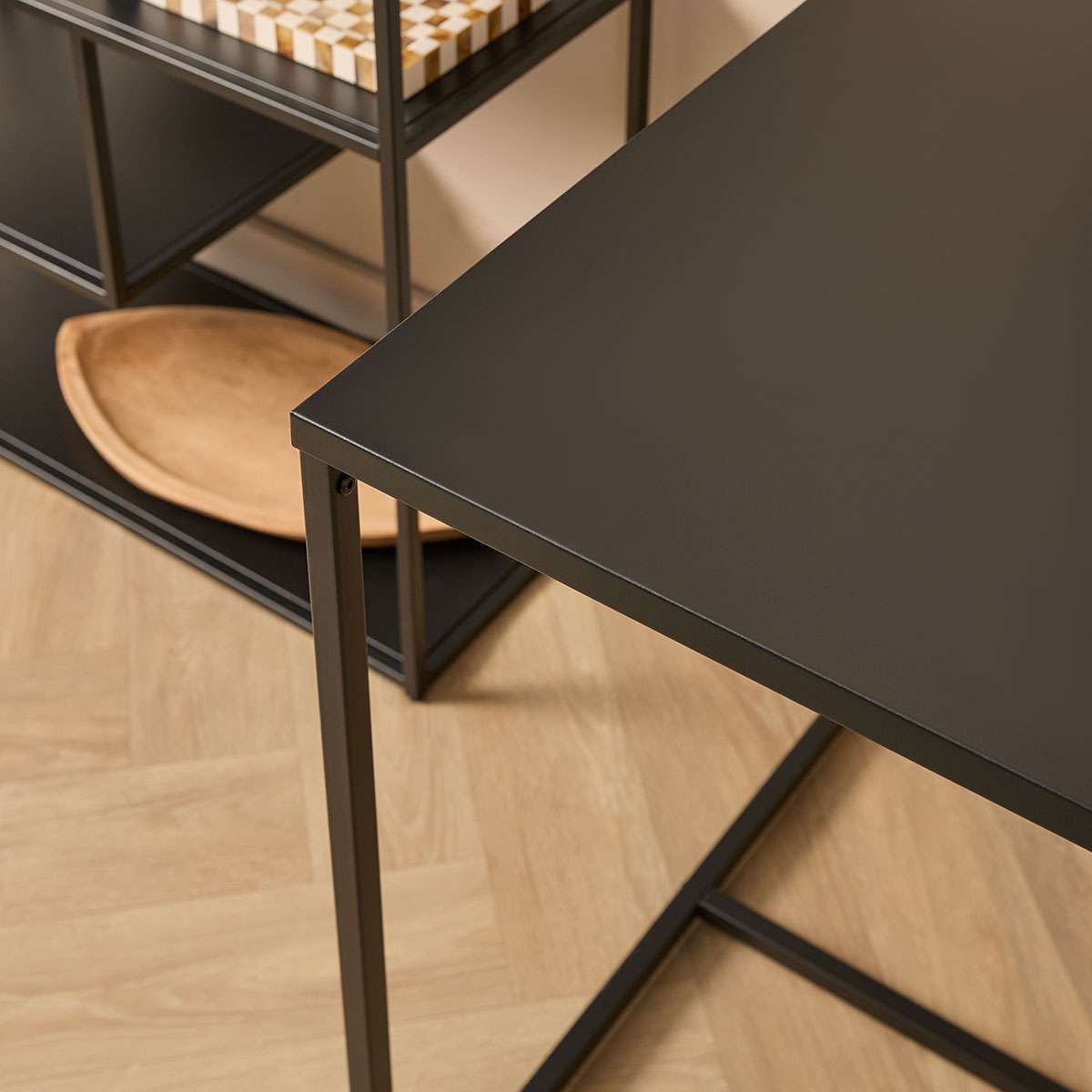 Alvar Metal Four Seater Dining Table - Black