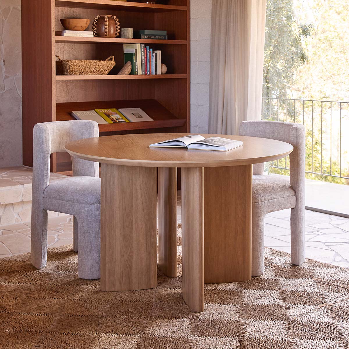 Mila Oak Round Four Seater Dining Table - Natural