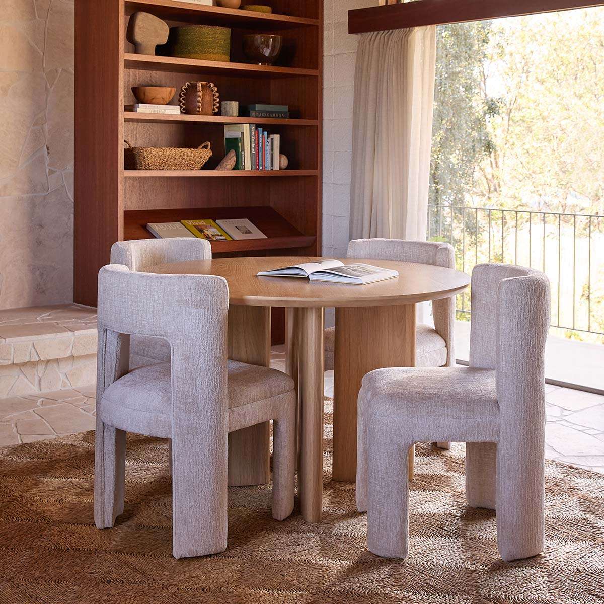 Mila Oak Round Four Seater Dining Table - Natural