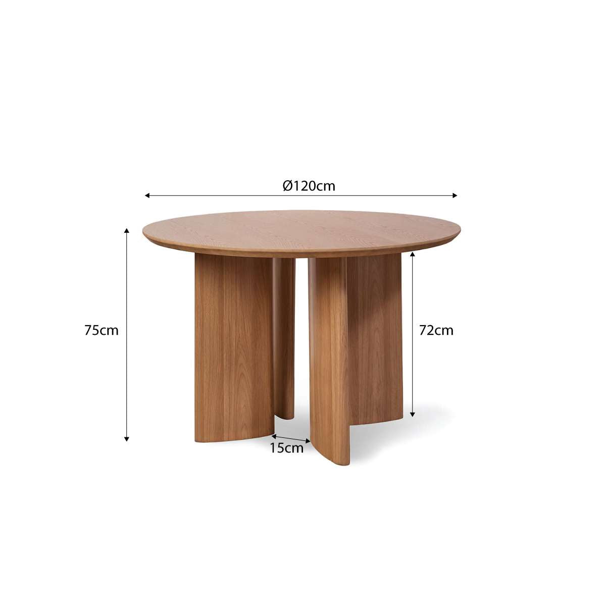 Mila Oak Round Four Seater Dining Table - Natural