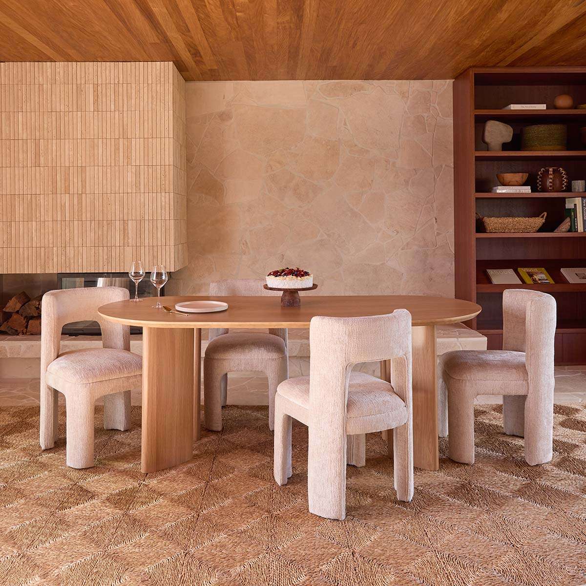 Mila Oak Oval Six Seater Dining Table - Natural
