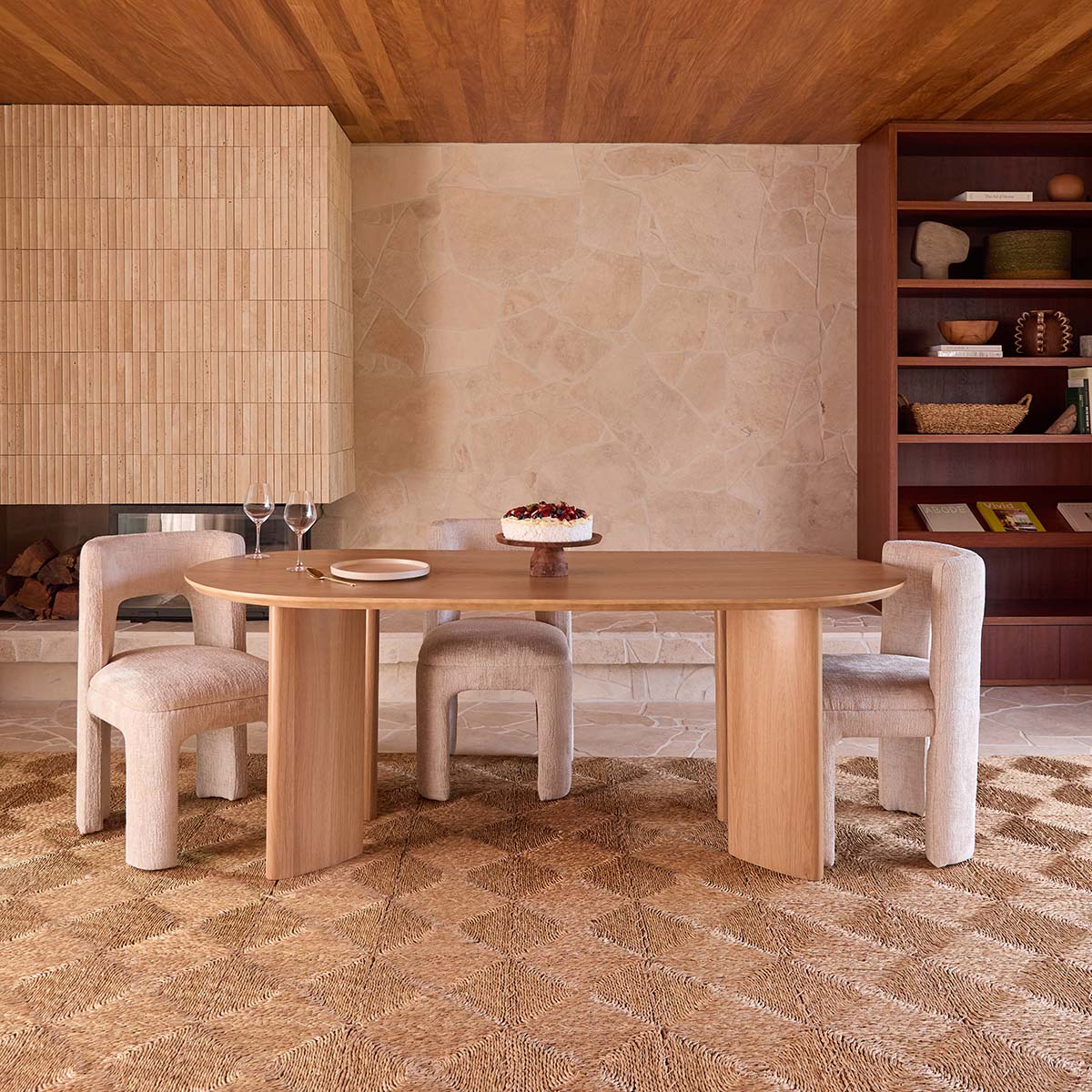 Mila Oak Oval Six Seater Dining Table - Natural