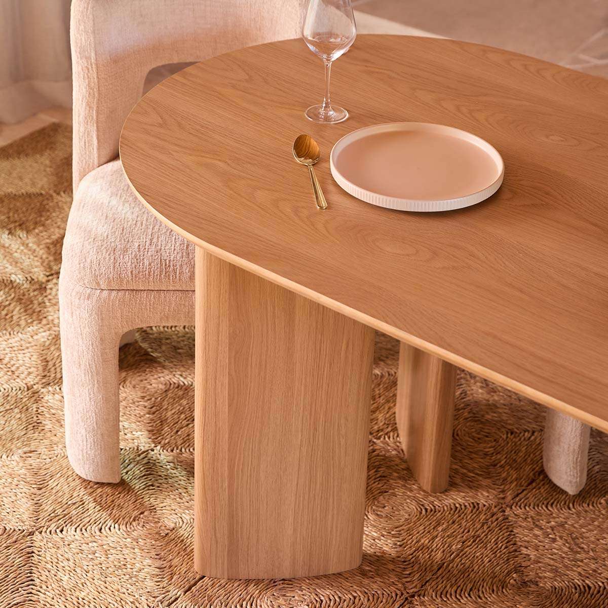 Mila Oak Oval Six Seater Dining Table - Natural