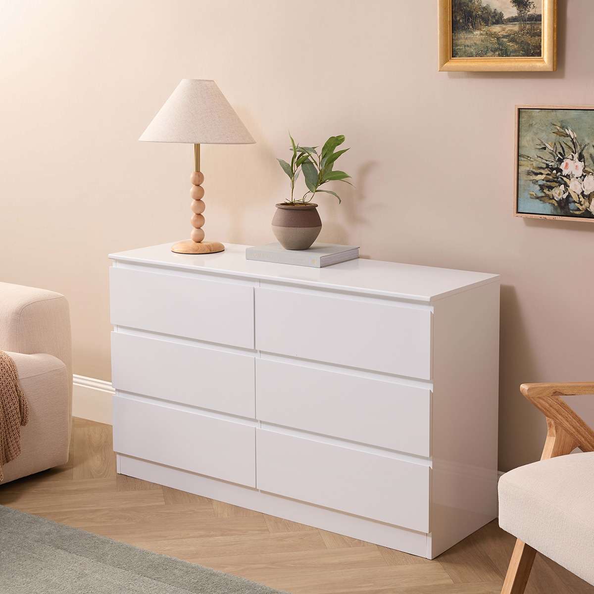 Jolt Classic Six Drawer - White Gloss