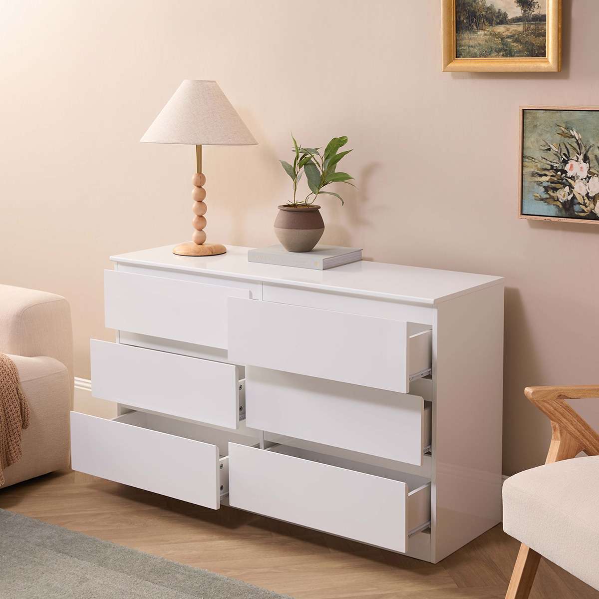 Jolt Classic Six Drawer - White Gloss