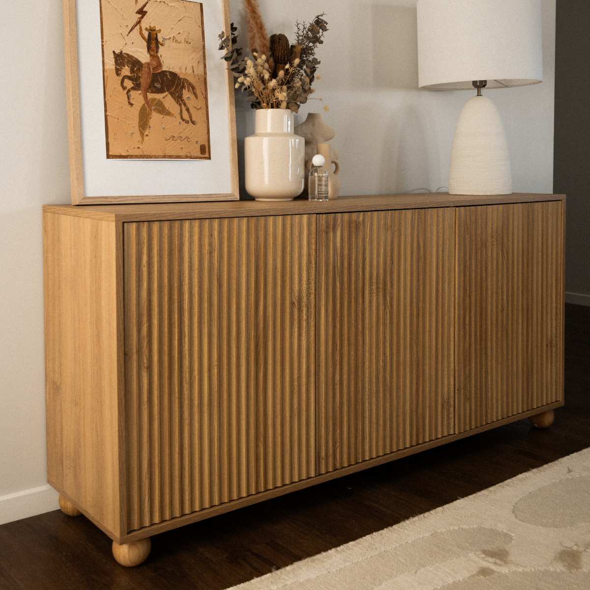 Deven Ball Feet Buffet - Natural - Mocka New Zealand