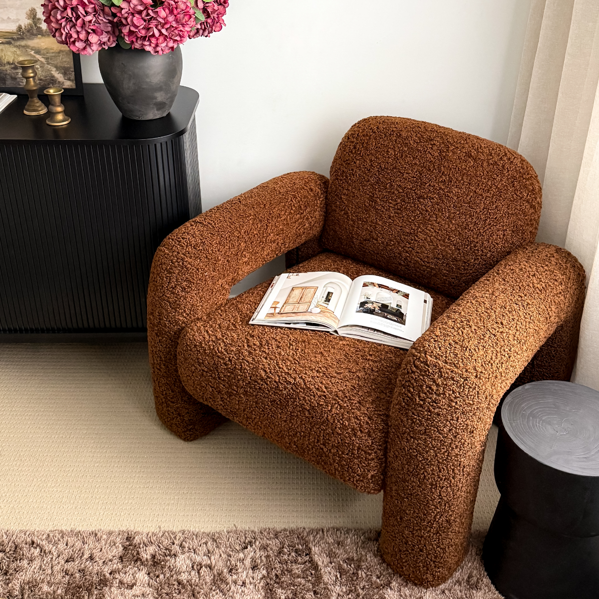 Felix Sherpa Chair in Chocolate | Mocka NZ Felix Sherpa Chair in Chocolate | Mocka NZ
