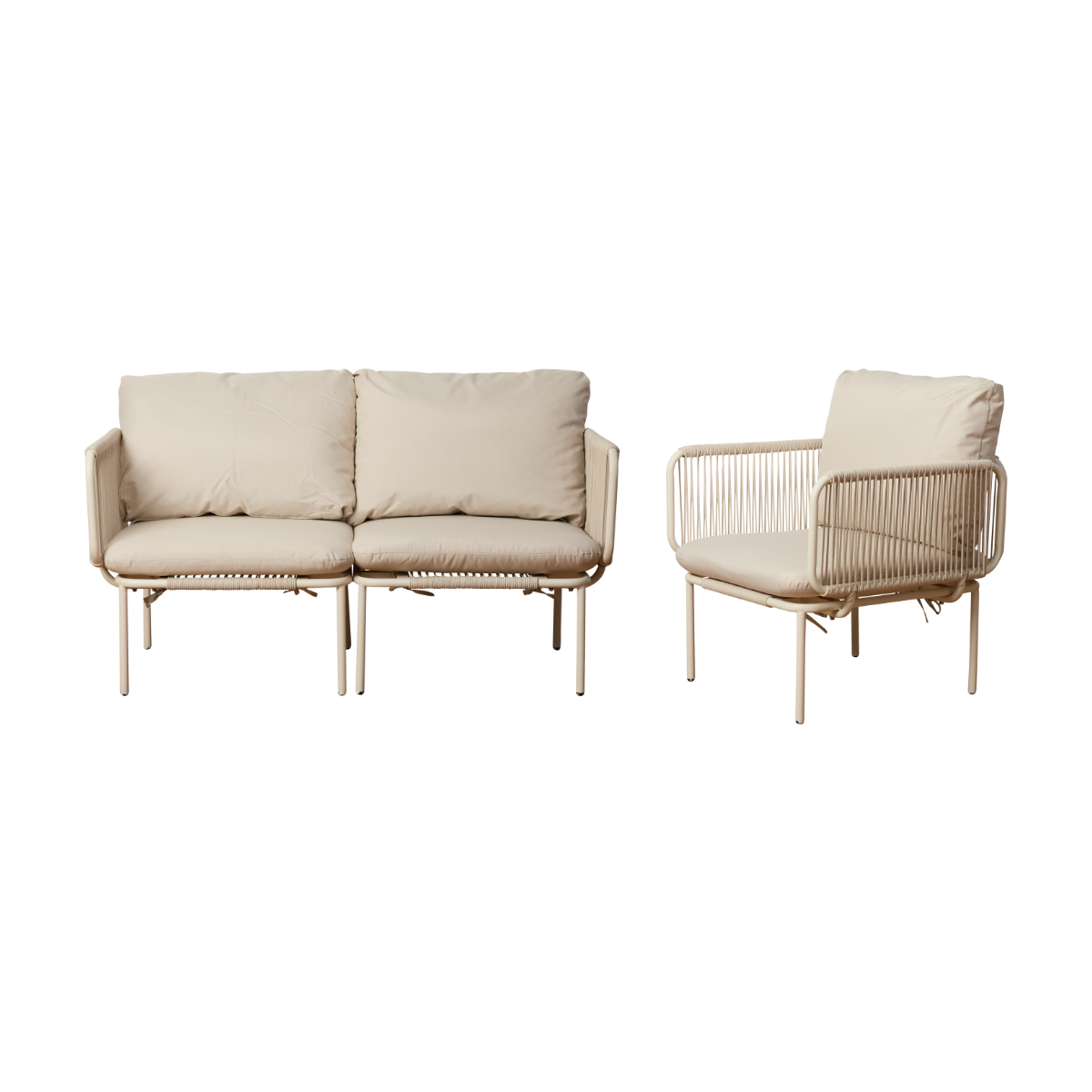Sorrento Outdoor Armchair and Two Seater Two Piece Set - Beige - Mocka New Zealand