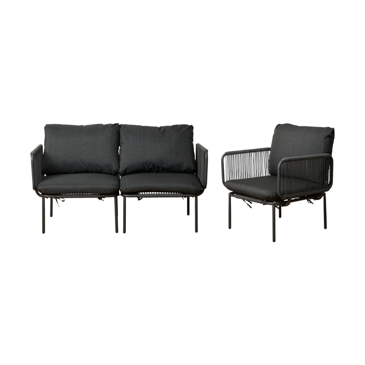 Sorrento Outdoor Armchair and Two Seater Two Piece Set - Charcoal - Mocka New Zealand