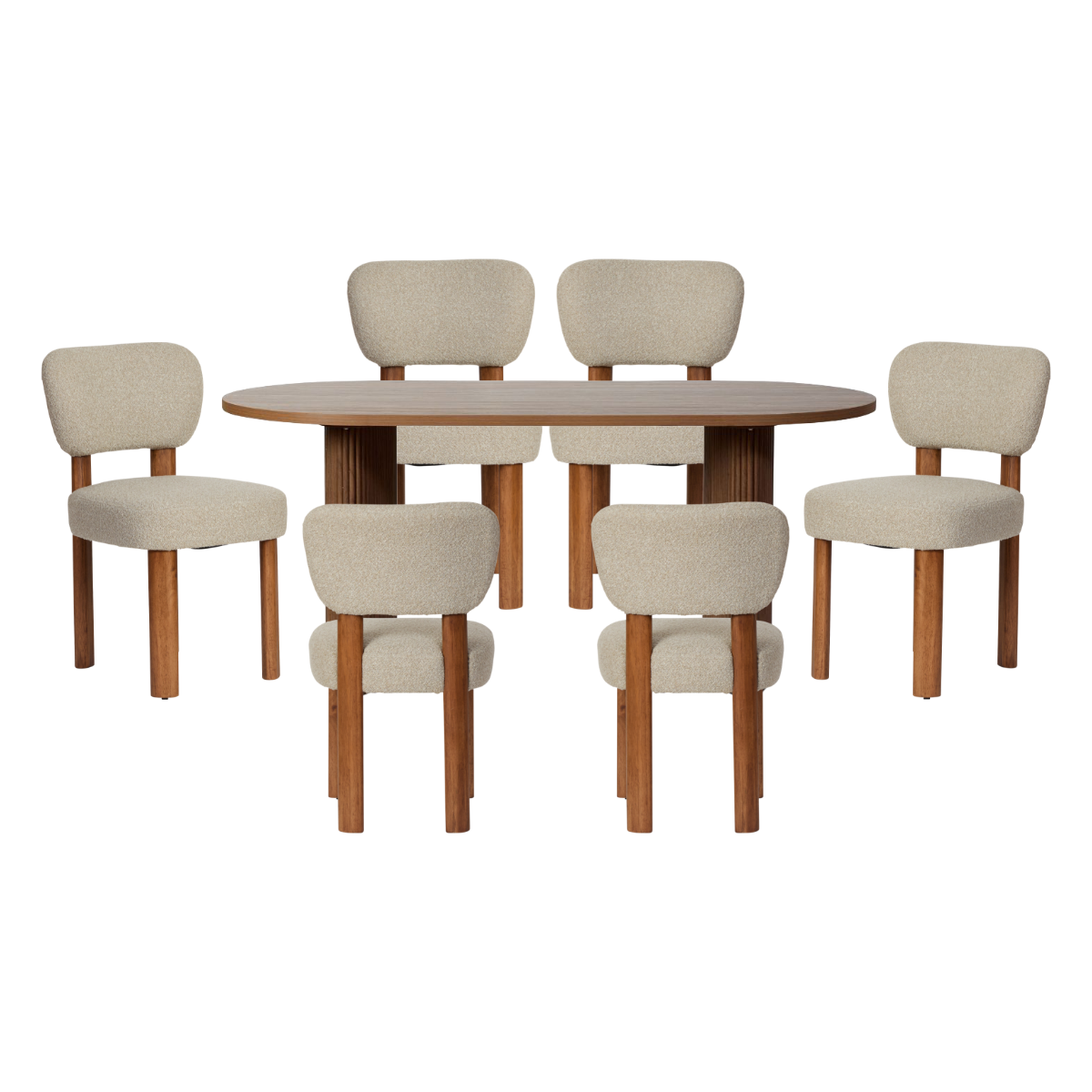 Amara Table and Coco Seven Piece Dining Set Walnut
