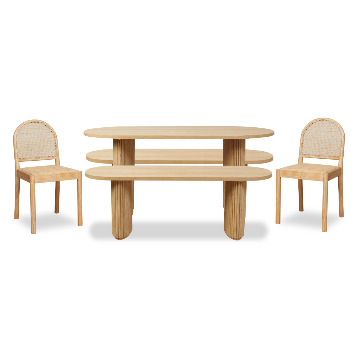 Amara Table Benches and Mateo Five Piece Dining Set - Mocka New Zealand