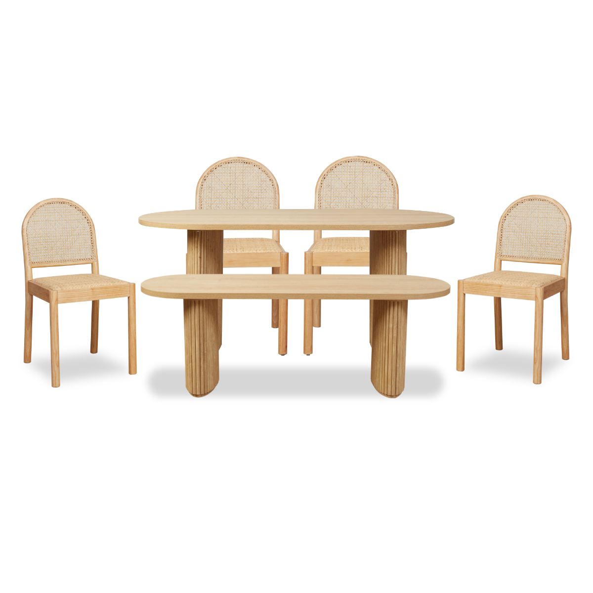 Amara Table Bench and Mateo Six Piece Dining Set