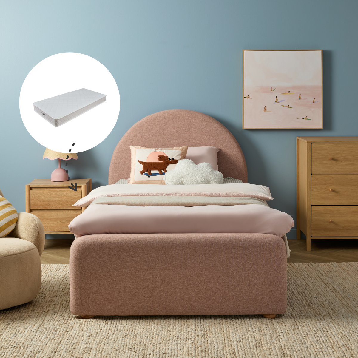 Amelie King Single Bed + Mocka Mattress Bundle