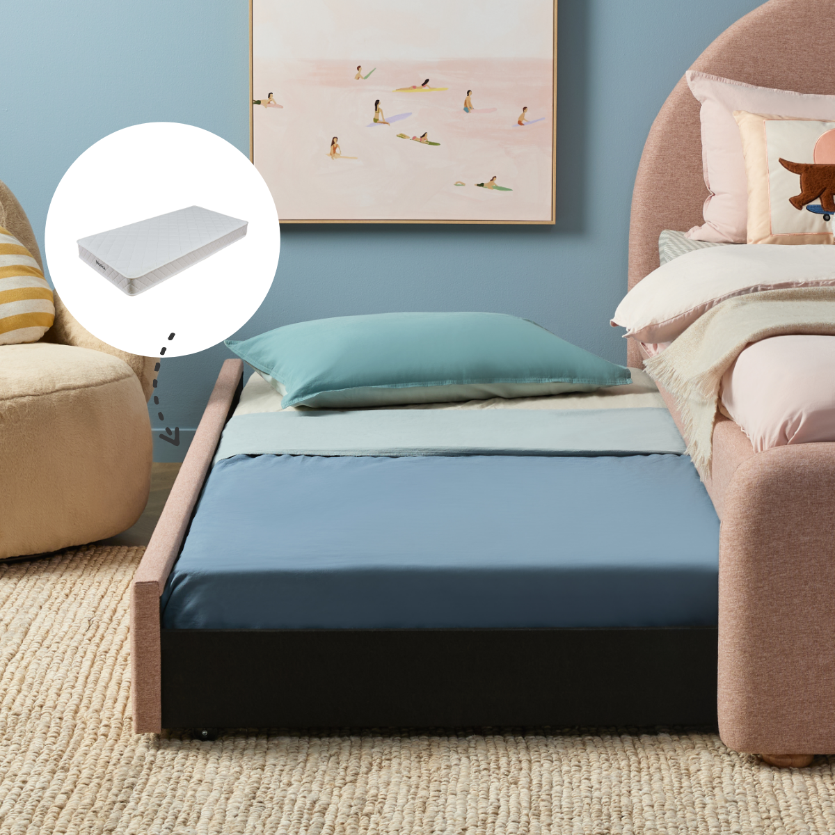 Amelie Single Trundle Bed + Mocka Mattress Bundle
