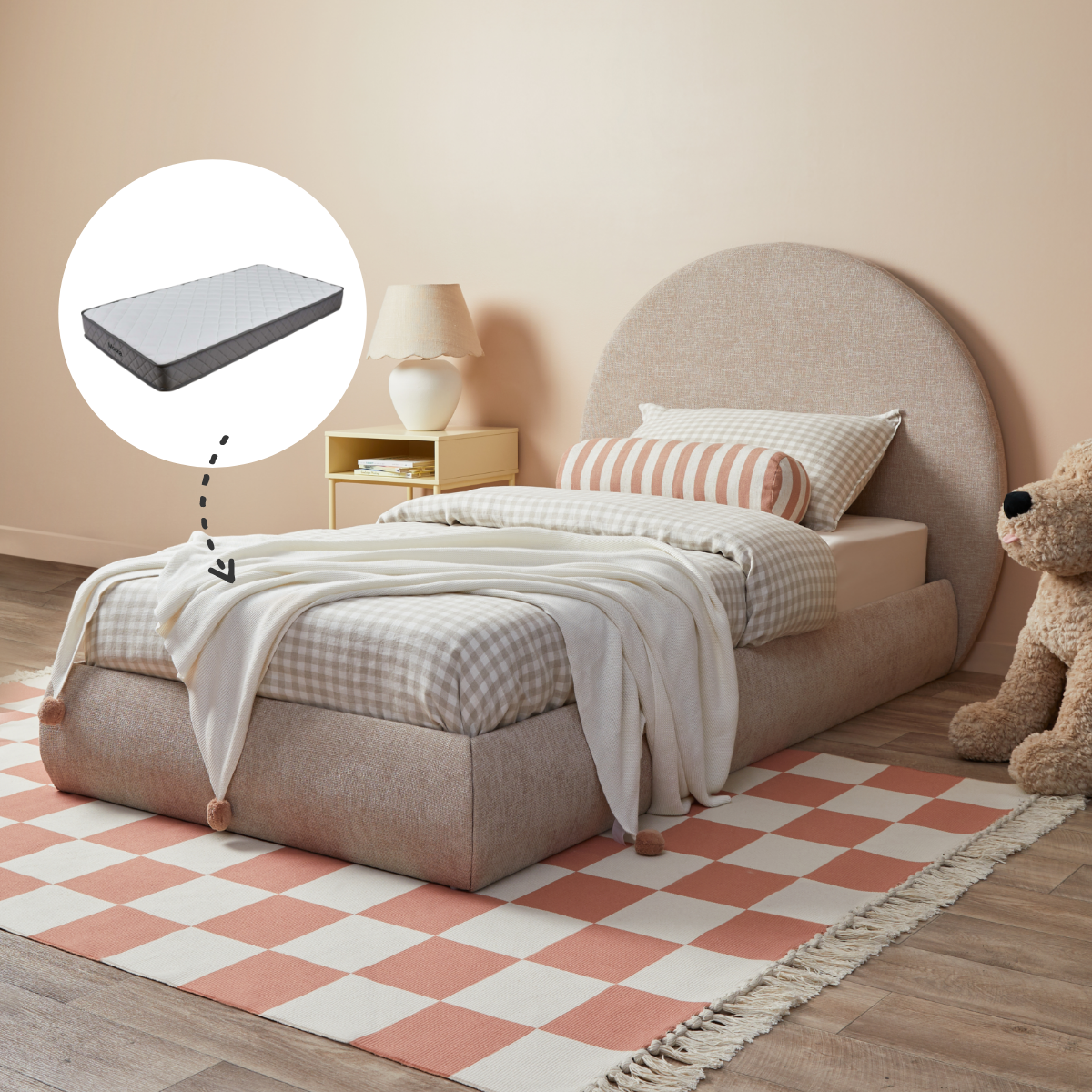 Arlo Arched King Single Bed + Mattress Bundle - Natural - Mocka New Zealand