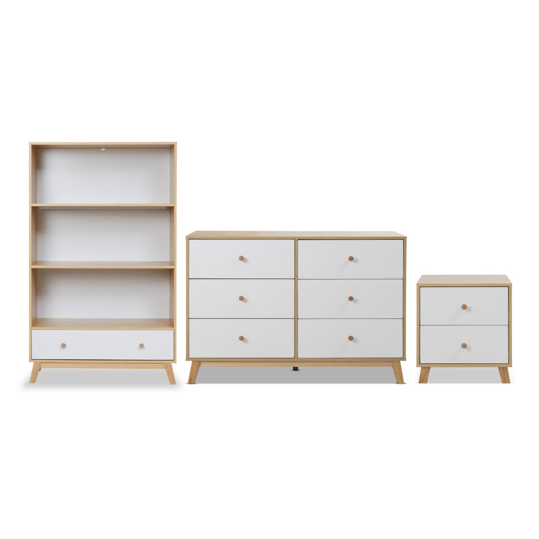 Aspen White/Natural Three Piece Bedroom Storage Set - Mocka New Zealand