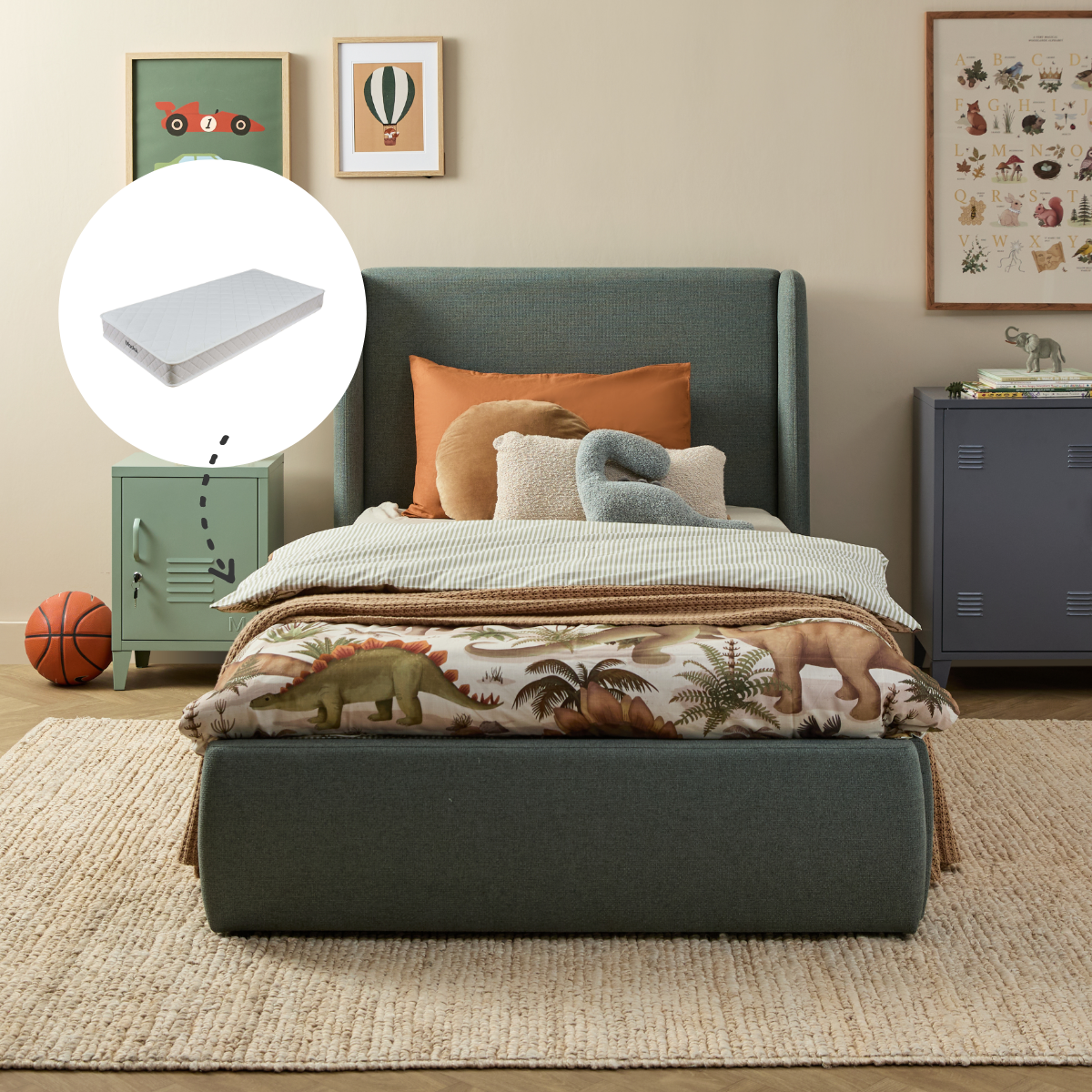 Charley Storage King Single Bed + Mocka Mattress Bundle