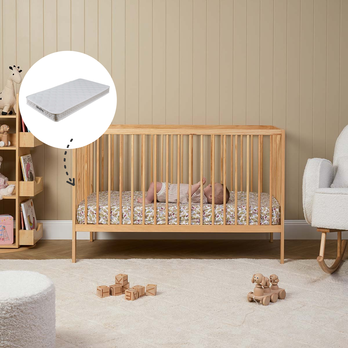 Mocka Dream Cot Natural + Mattress Bundle - Mocka New Zealand