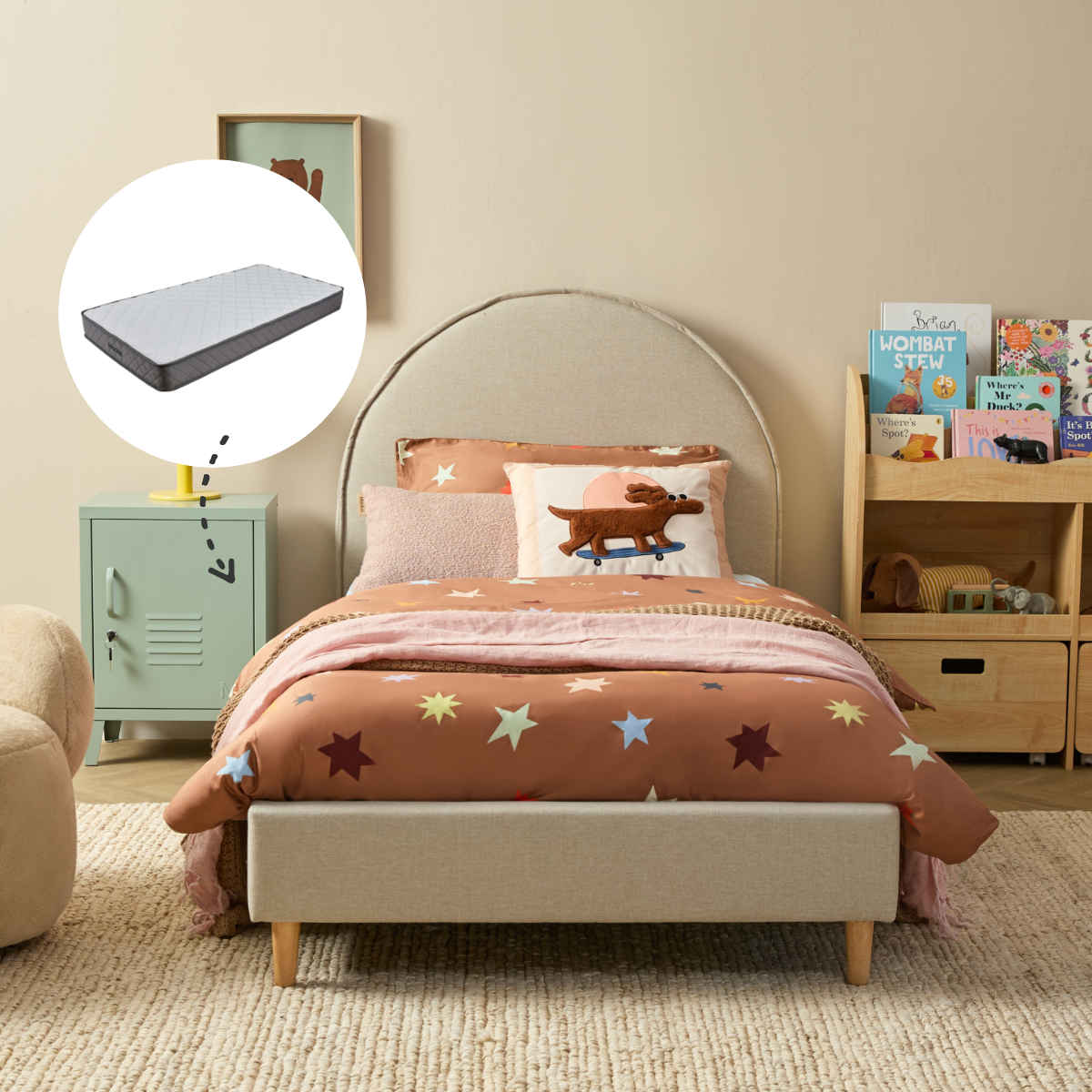 Imogen Double Bed Natural + Mattress Bundle