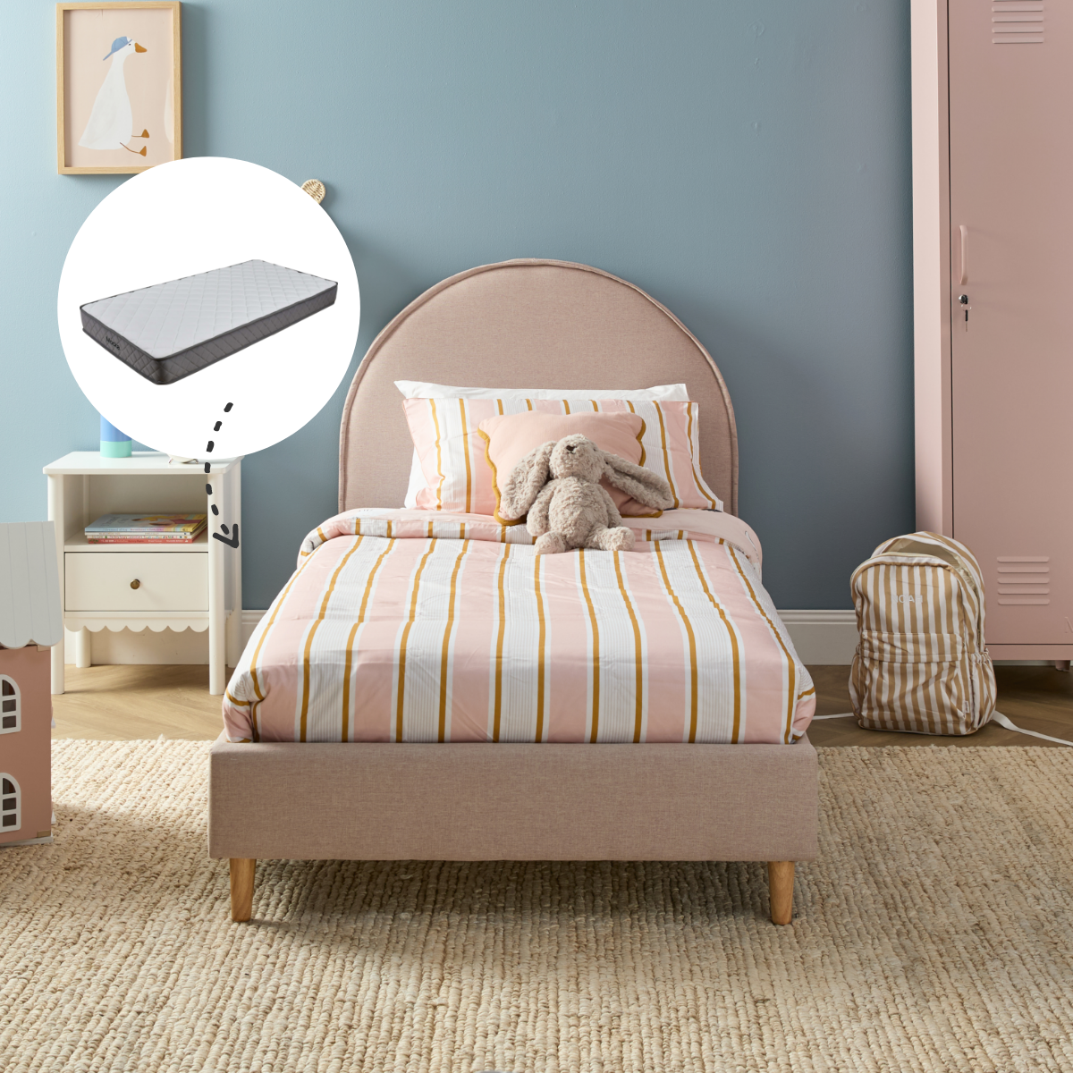 Imogen Double Bed Dusty Pink + Mattress Bundle