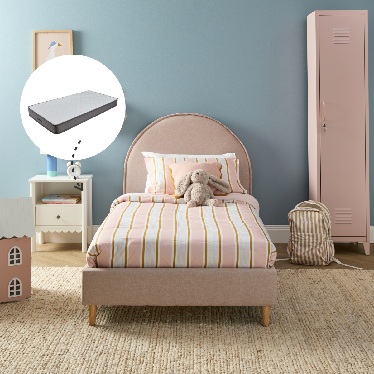 Imogen Single Bed Dusty Pink + Mattress Bundle