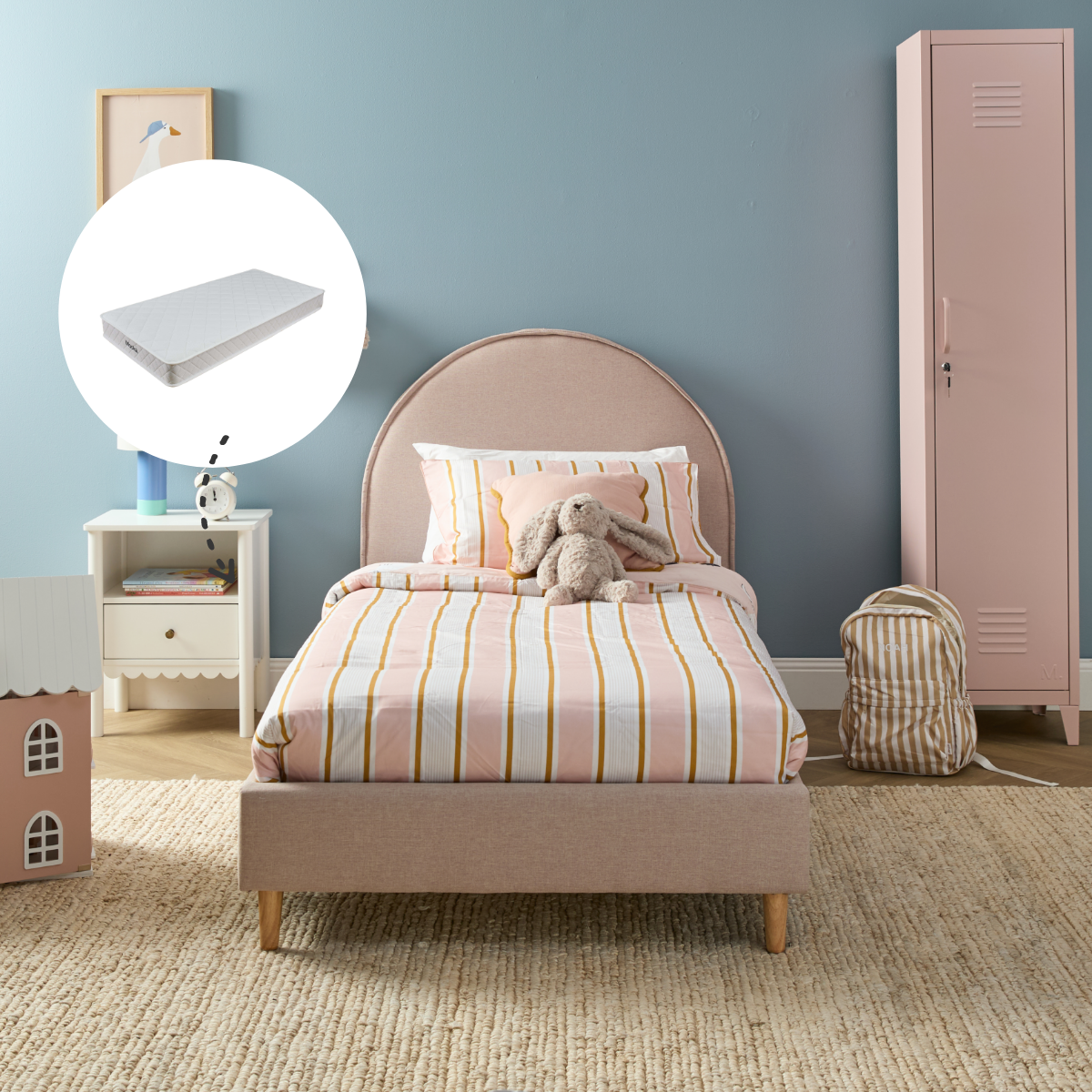 Imogen Single Bed Dusty Pink + Mocka Mattress Bundle