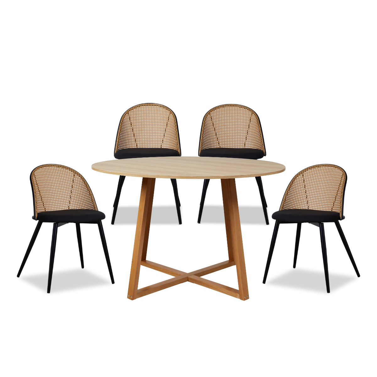 Kyoto Natural and Avila Black Five Piece Dining Set - Mocka New Zealand