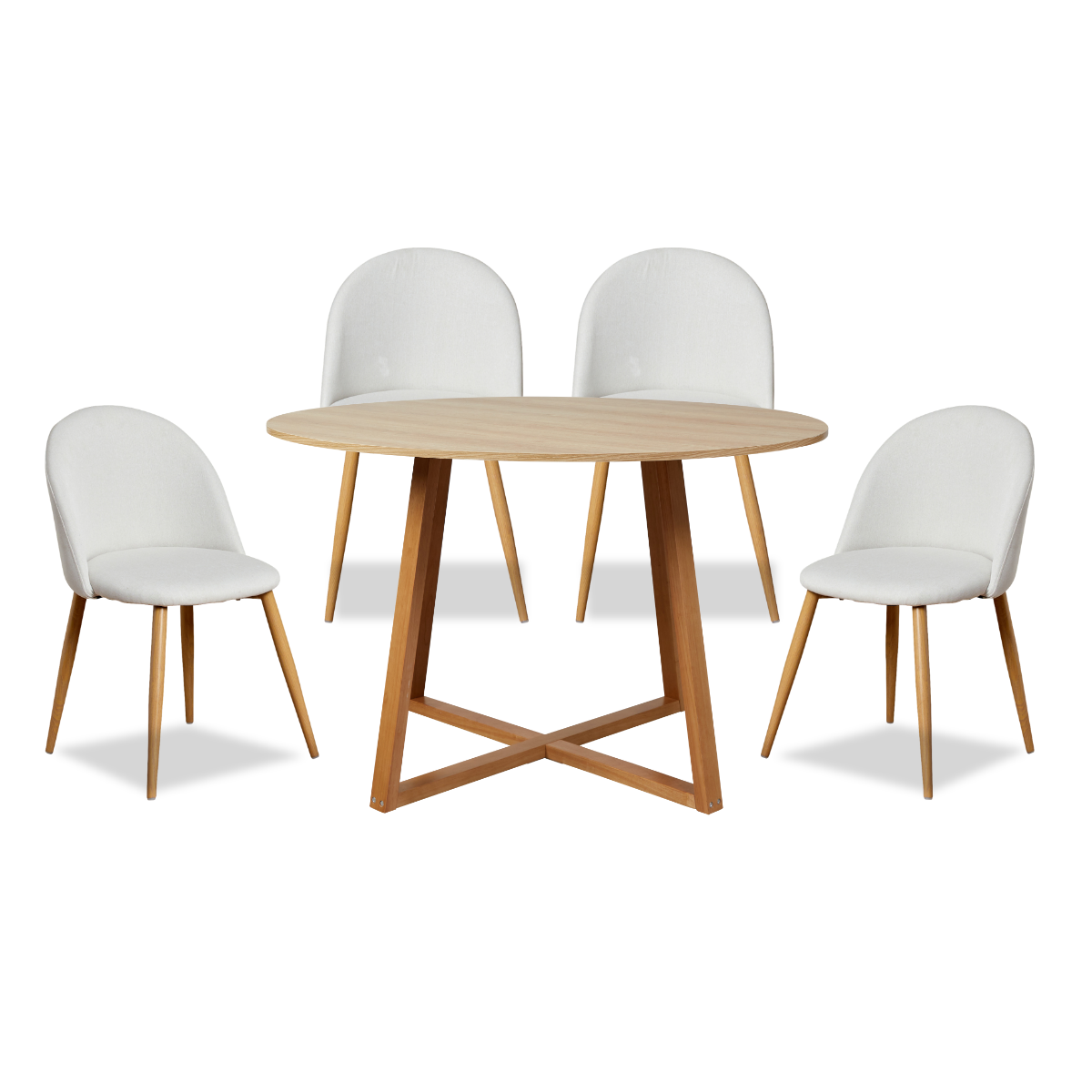 Kyoto Natural and Londyn Cream Five Piece Dining Set - Mocka New Zealand