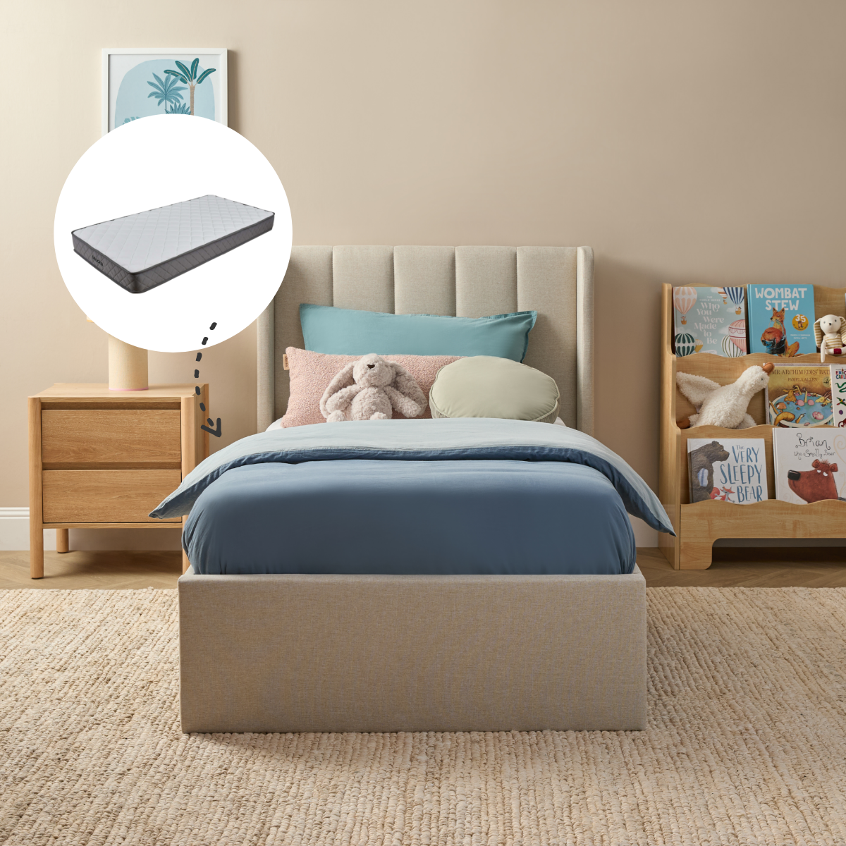 Quinn Double Bed Natural + Mattress Bundle