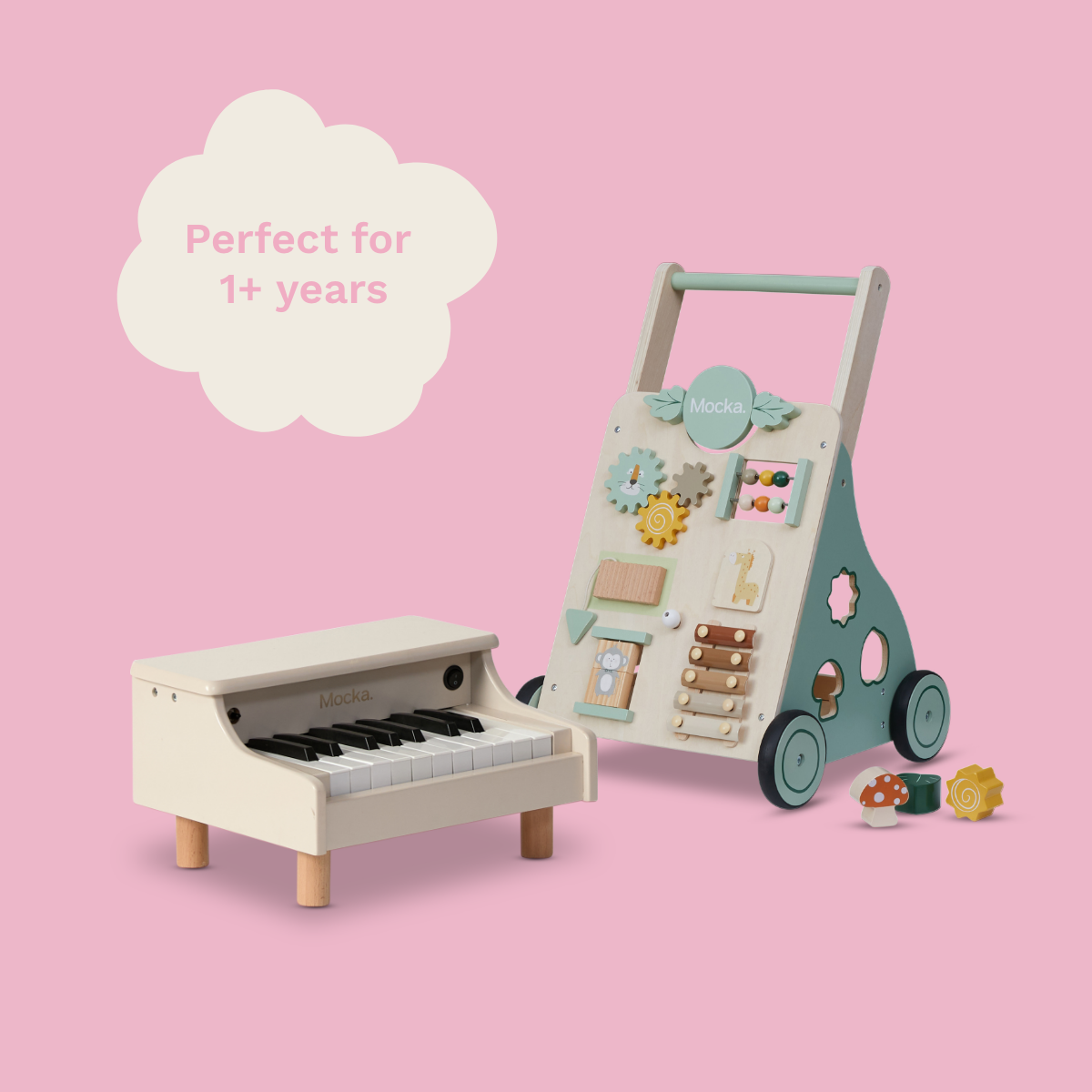 The Toddler Toys Bundle - Jungle Trolley and Mini Piano - Mocka New Zealand