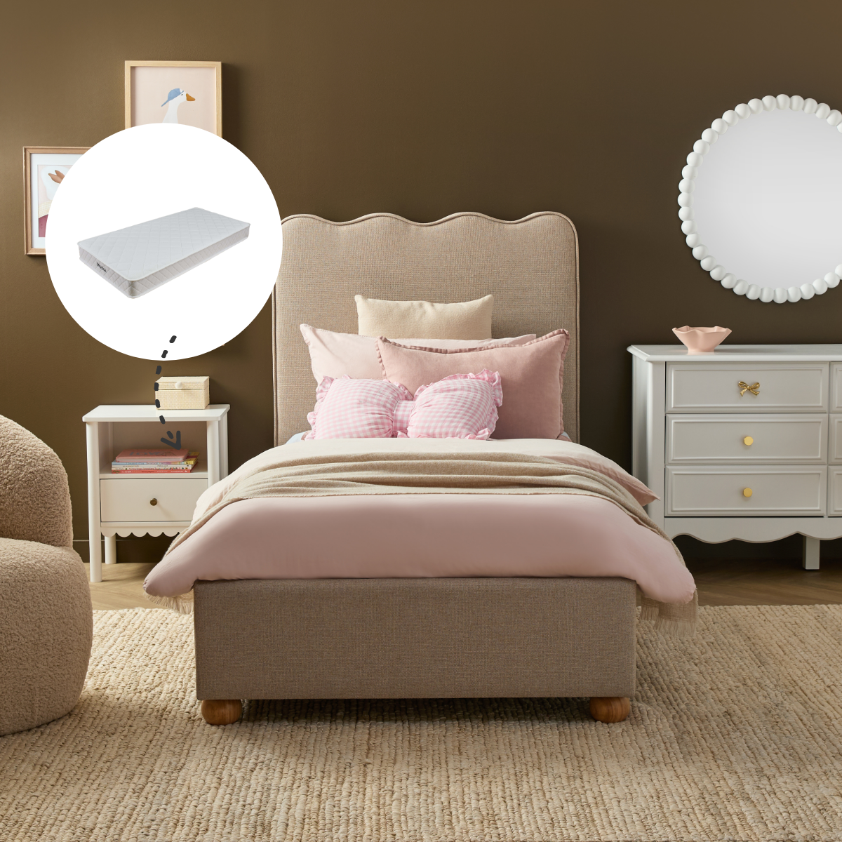 Waverley Single Bed + Mocka Mattress Bundle
